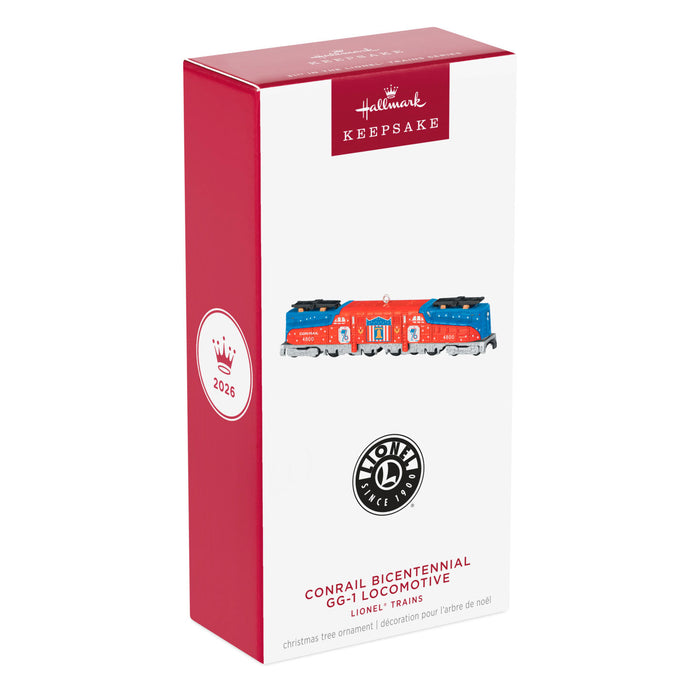 Lionel Conrail Bicentennial GG1 Locomotive toy train in packaging on a white background