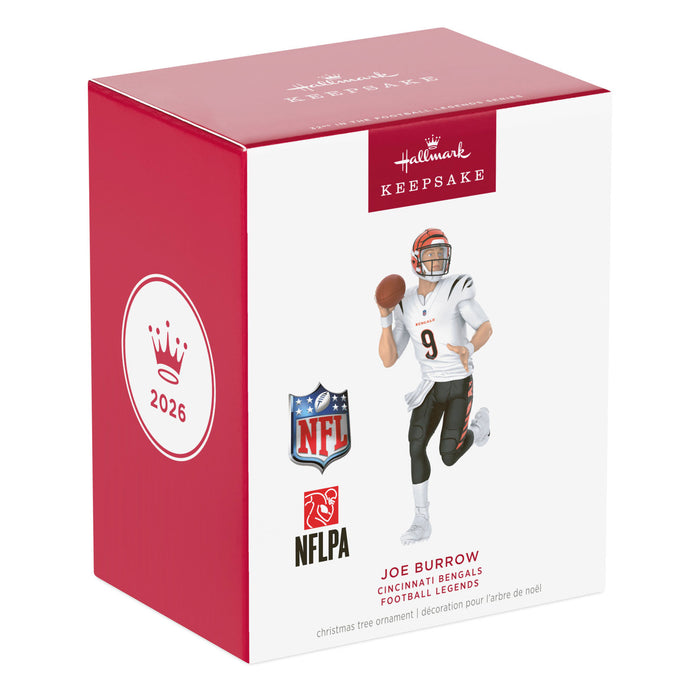 Hallmark NFL Christmas ornament packaging with player illustration and branding