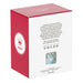 Red and white box with a logo and text on a white background