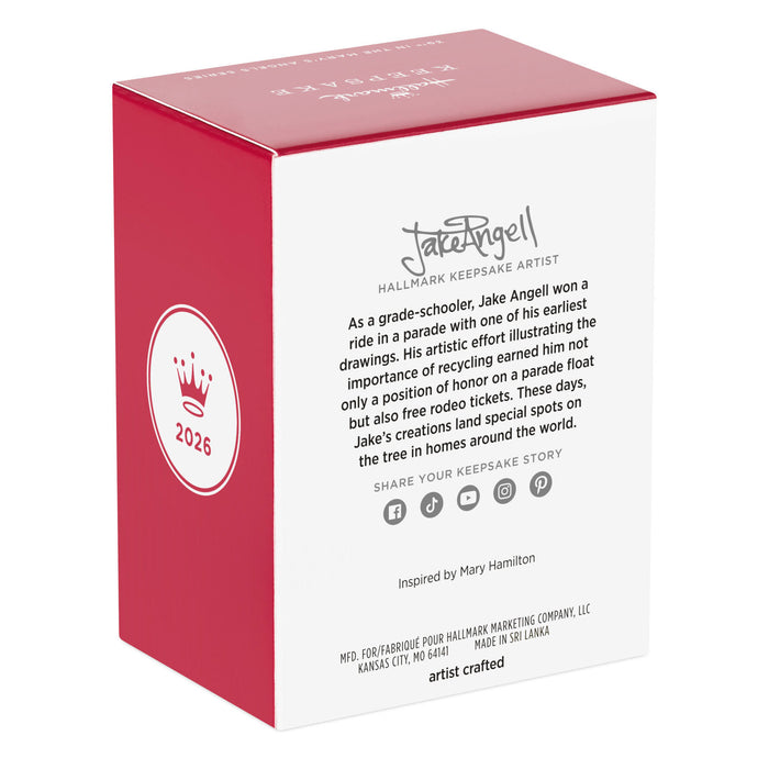 Red and white box with Jake Angell branding and text on a white background