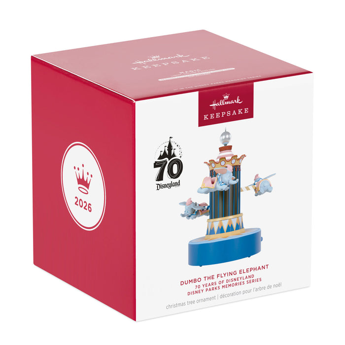 Red and white box with Disney Dumbo ornament on a white background