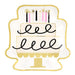 Decorative paper plate shaped like a cake with candles on a white background