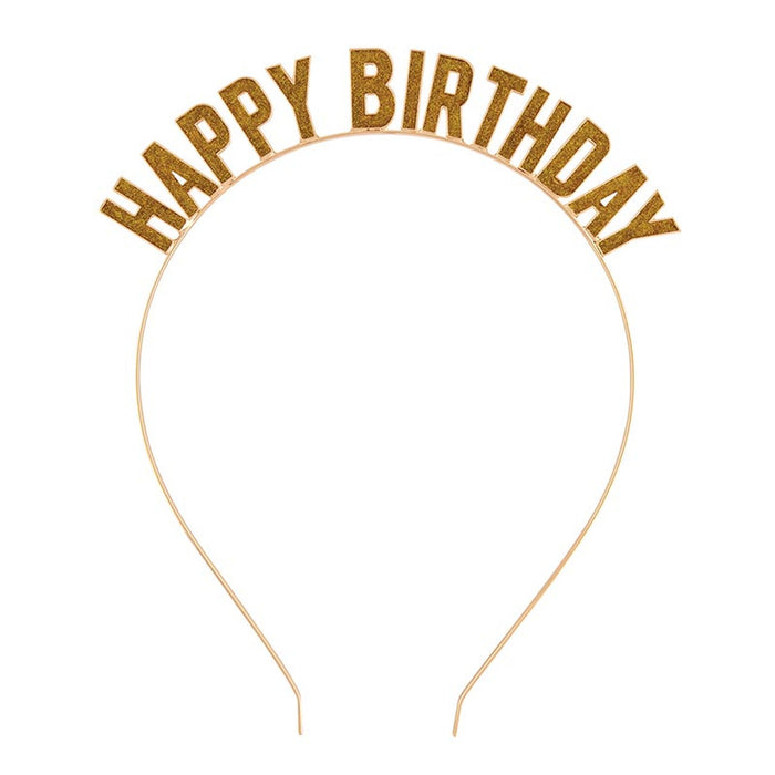 happy birthday gold headband