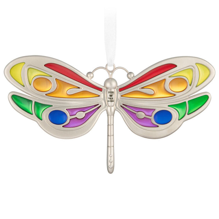 Colorful butterfly-shaped ornament on a white background
