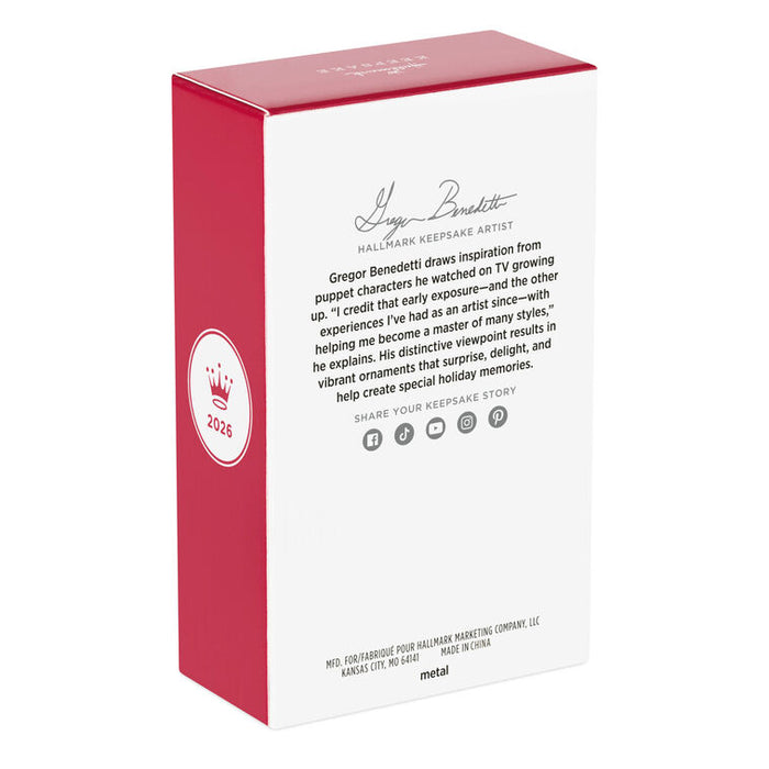 Hallmark 2024 Christmas ornament packaging with red and white design.
