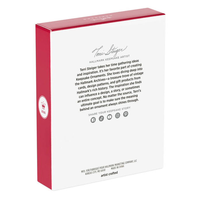 Hallmark Keepsake Ornament packaging with text and logo on a white background