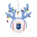 Decorative ornament with blue antlers and a baseball, featuring the 'KC' logo, on a white background.