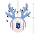 Decorative ornament with blue antlers and a baseball, featuring the 'KC' logo, on a white background.