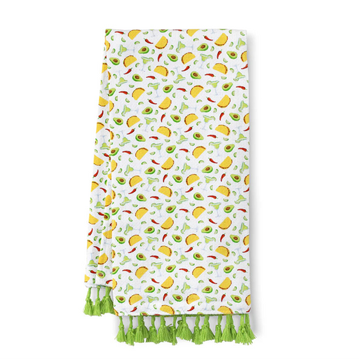 Towel with taco pattern on a white background