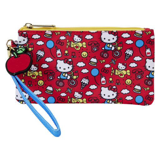 Sanrio Hello Kitty 50th Anniversary All-Over Print Nylon Zipper Pouch Wristlet by Loungefly