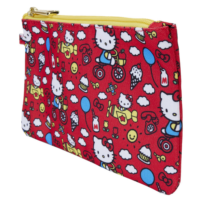 Sanrio Hello Kitty 50th Anniversary All-Over Print Nylon Zipper Pouch Wristlet by Loungefly