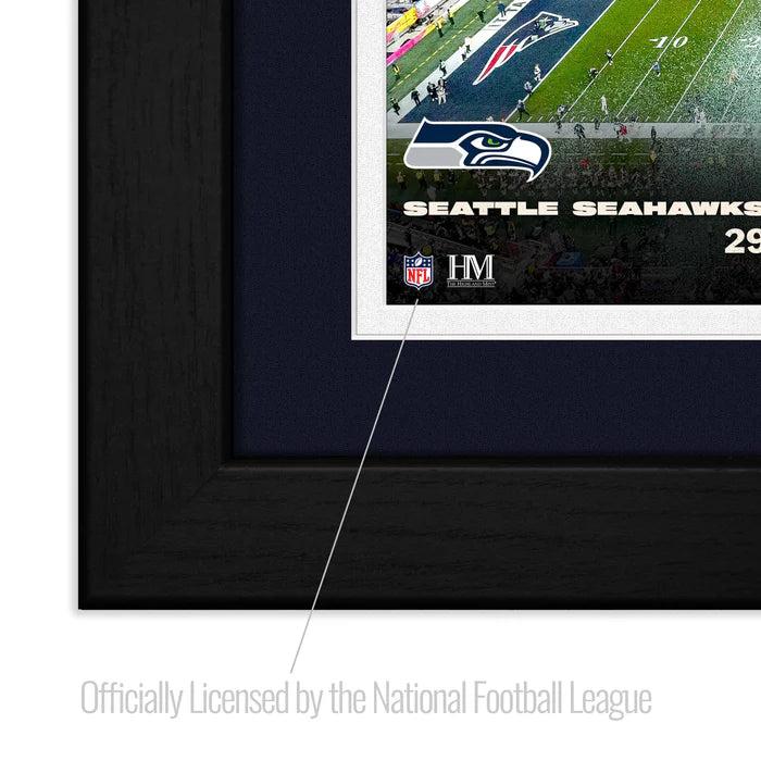 Framed Seattle Seahawks sports collectible with NFL logo