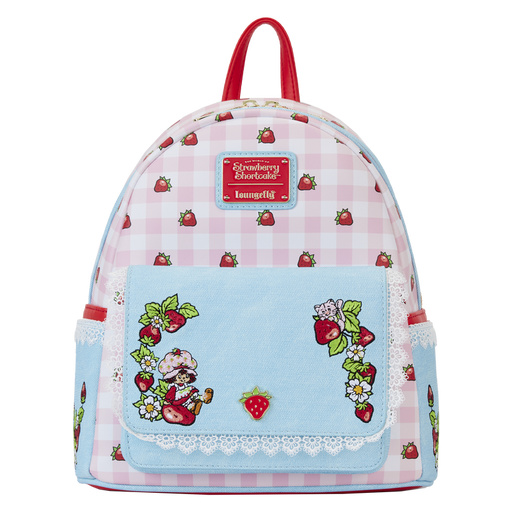 Strawberry Shortcake Denim Pocket Mini Backpack by Loungefly