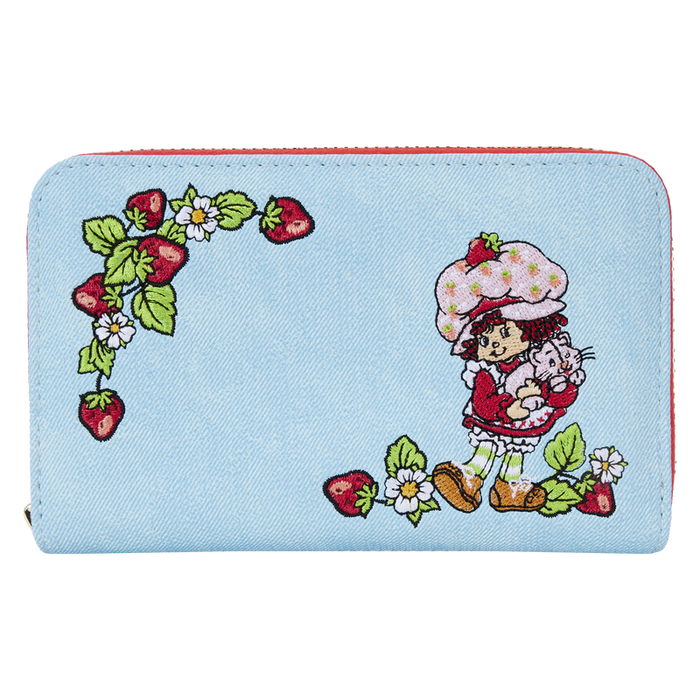 Strawberry Shortcake Denim Zip Around Wallet by Loungefly
