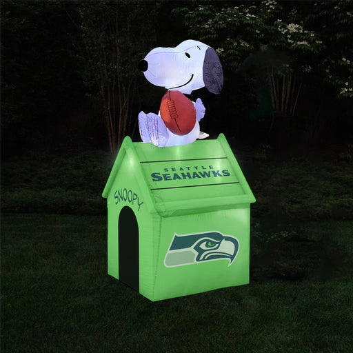 Peanuts Snoopy Seattle Seahawks Inflatable Doghouse lighted