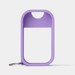 Purple case with a clear card holder on a light gray background
