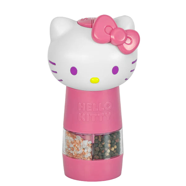 Pink Hello Kitty-themed pepper grinder on a white background