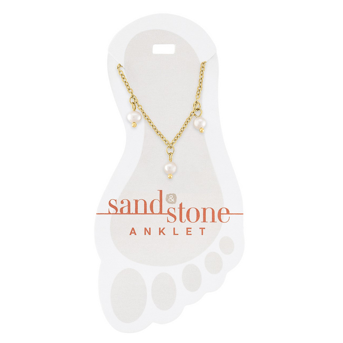 Sand & Stone Gold Multi Pearl Dangle Anklet