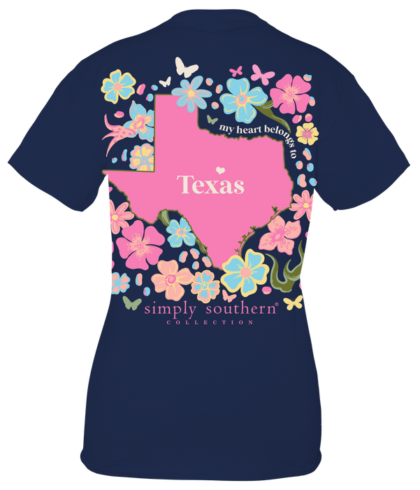 Simply Southern State of Texas in Navy Blue