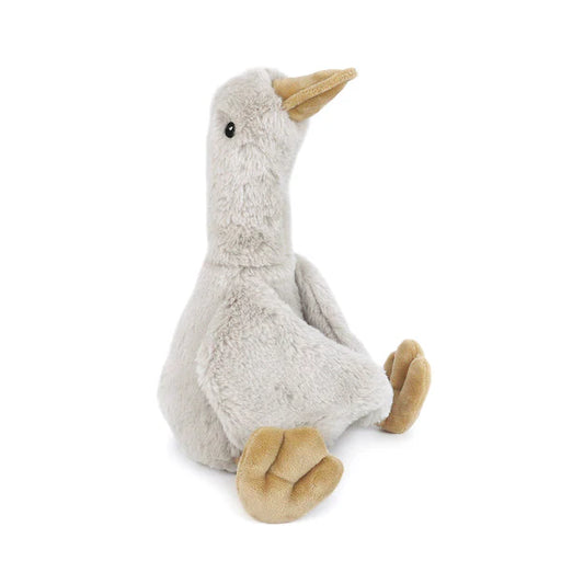 Plush toy goose on a white background