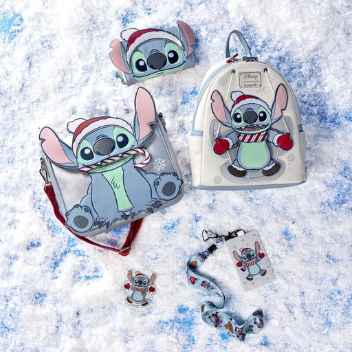 Stitch Holiday Snow Angel Glitter Mini Backpack by Loungefly
