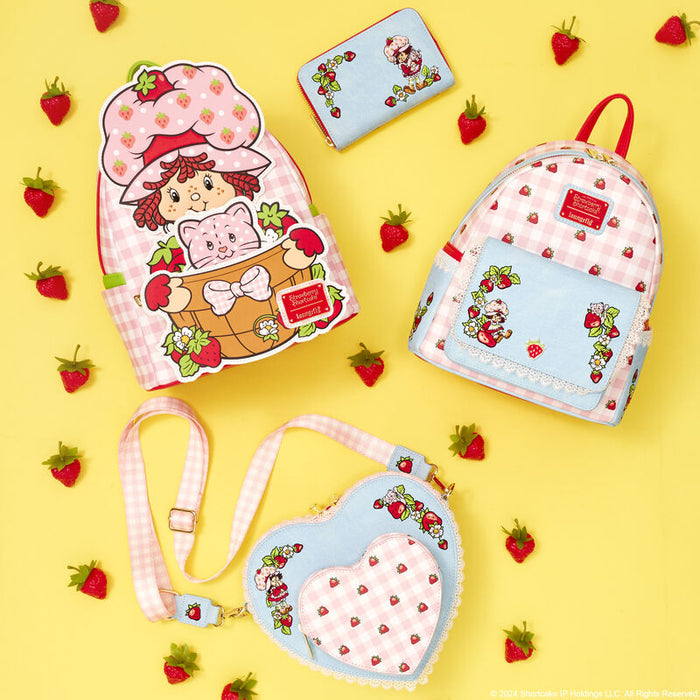 Strawberry Shortcake Denim Heart Shaped Figural Crossbody Bag by Loungefly