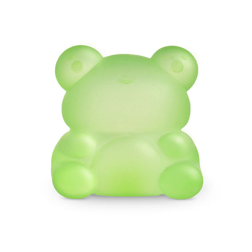 Green bear-shaped object on a white background