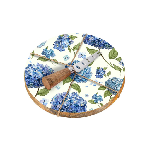 VivaStyle Serving Board, Wooden Cheese Board with Knife, Hydrangea, Asst of 2