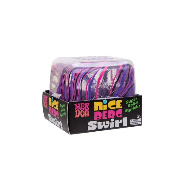 Packaged product with colorful swirled design on a white background