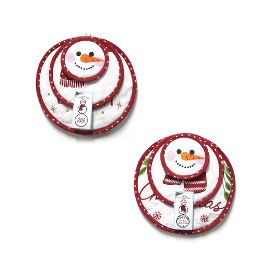 Snowman Pot Holder & Trivet Set