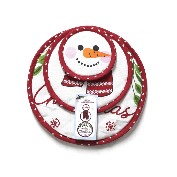 Snowman Pot Holder & Trivet Set