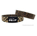 Two wristbands with leopard print and black band featuring 'Tap to Pray' text on a white background.