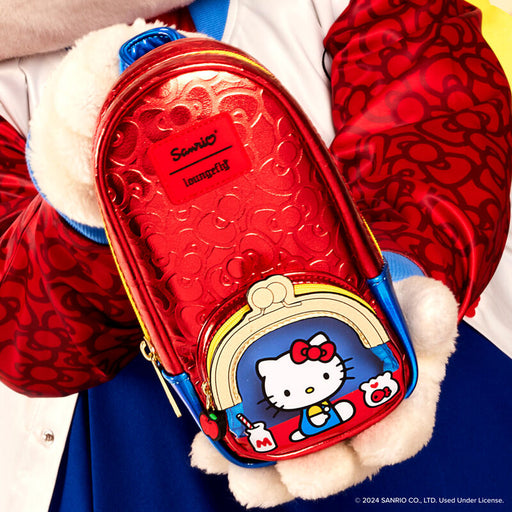Sanrio Hello Kitty 50th Anniversary Coin Bag Metallic Stationery Mini Backpack Pencil Case by Loungefly