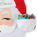 Santa Claus plush toy with a pocket containing colorful numbers on a white background