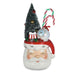 Decorative Christmas ornament shaped like a Santa face with a small tree and candy canes on top.