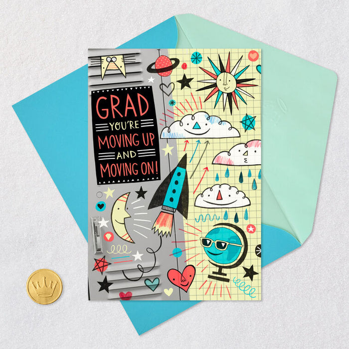 You're Moving Up and Moving On Graduation Card
