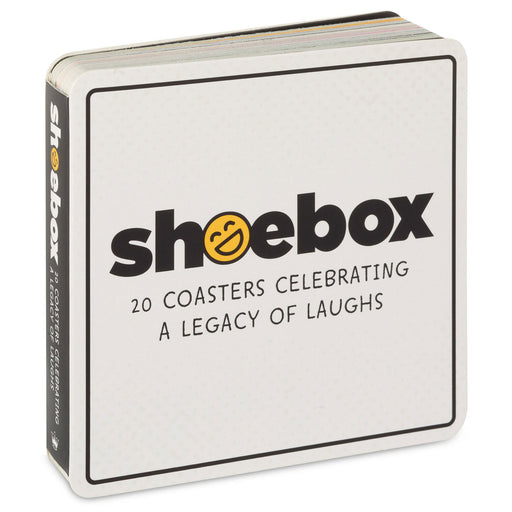 Shoebox packaging with 'shoebox' logo and text on a white background