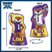LSU mascot pillow with front and back views, dimensions, and 'Sideline Pals' branding.