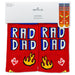 Pair of 'RAD DAD' socks with flames on a red background, displayed with Hallmark packaging.