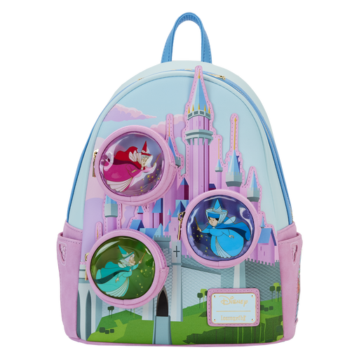 Sleeping Beauty Castle Three Good Fairies Stained Glass Mini Backpack by Loungefly
