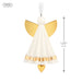 Miniature angel decoration with gold wings and a heart on a white background