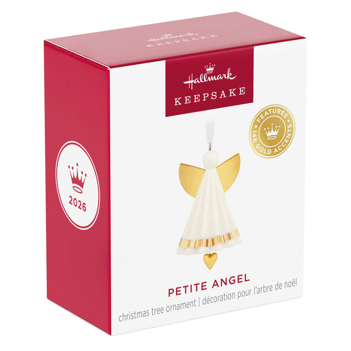 Hallmark Keepsake Petite Angel Christmas tree ornament packaging on a white background
