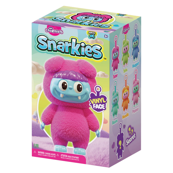 Box of Snarkies toy with a pink character on a white background