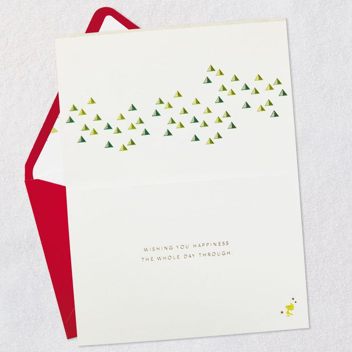 Greeting card with geometric design and text on a white background