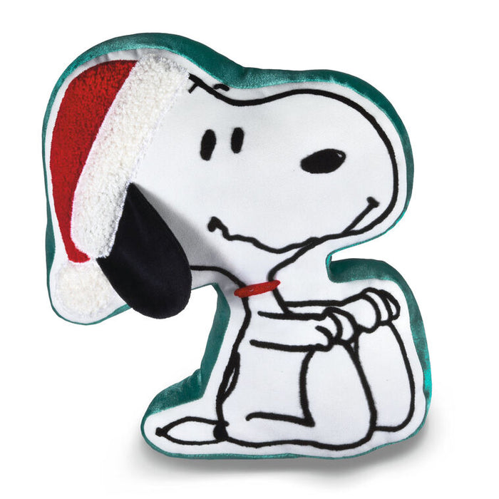 Snoopy-shaped cookie with a Santa hat on a white background