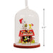 Christmas-themed ornament with a clear dome, featuring Snoopy and Woodstock, on a white background.