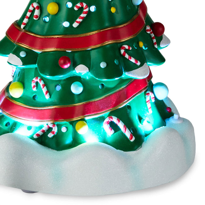 Magic Snowman Village Musical Christmas Tree and Mayor Tabletop Decorations With Light, Set of 2