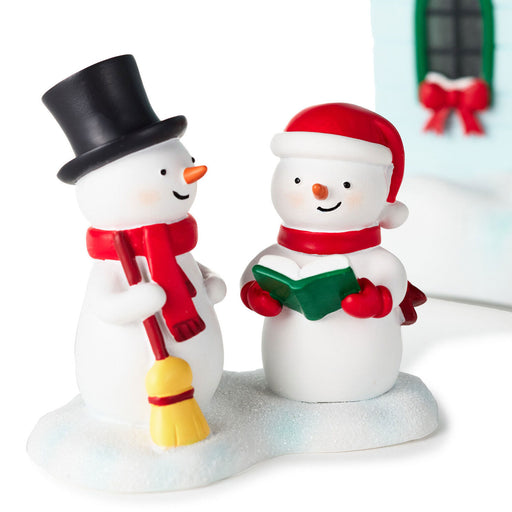 Magic Snowman Village Musical Christmas House and Carolers Tabletop Decorations With Light, Set of 2
