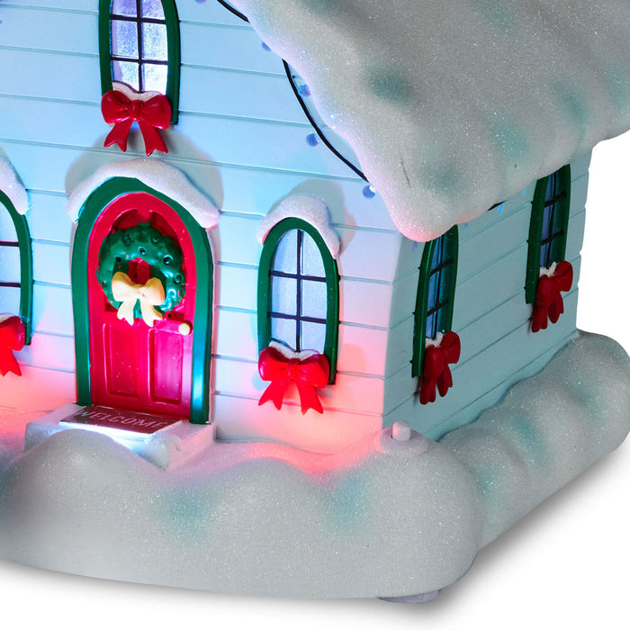 Magic Snowman Village Musical Christmas House and Carolers Tabletop Decorations With Light, Set of 2