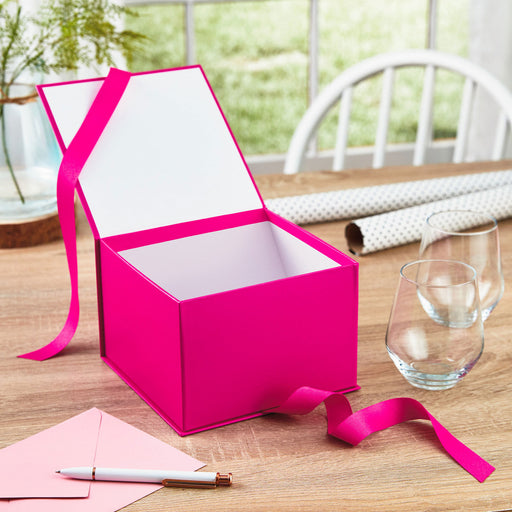 7.2" Solid Hot Pink Large Square Gift Box